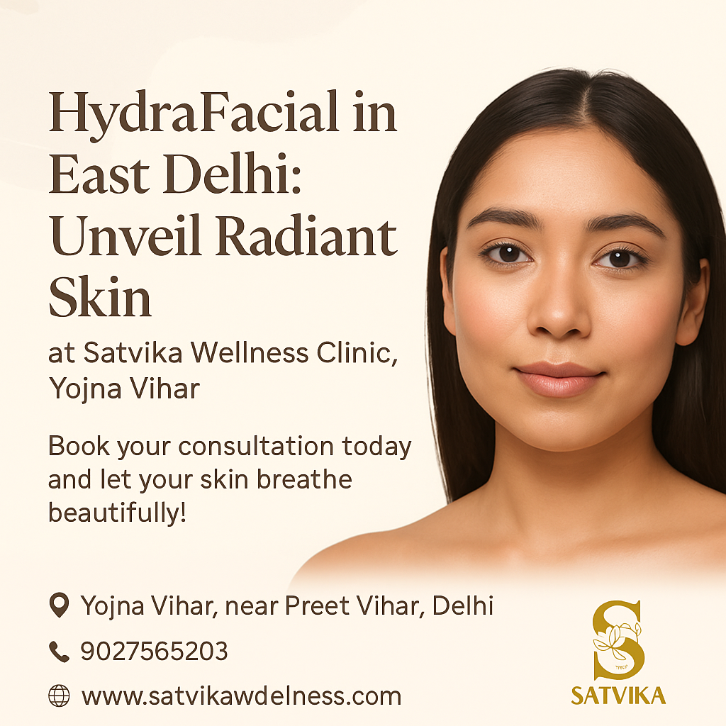 HydraFacial in East Delhi – Unveil Radiant Skin at Satvika Wellness Clinic, Yojna Vihar near Preet Vihar